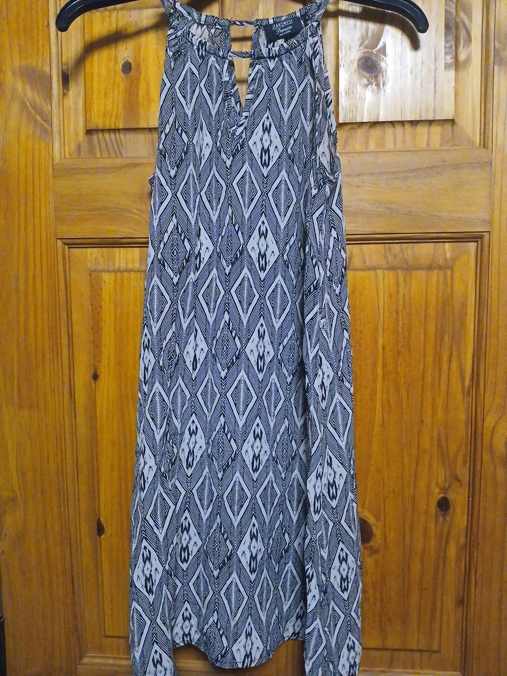 Black and White Geometric Halter Maxi Dress